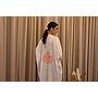 PF Embroidered Linen Abaya/Bisht (White & Pink)
