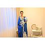 PF Embroidered Linen Abaya/Bisht ( Blue & White)